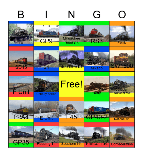 Canadian National, Wisconsin Central and Grand Trunk Western Bingo Card