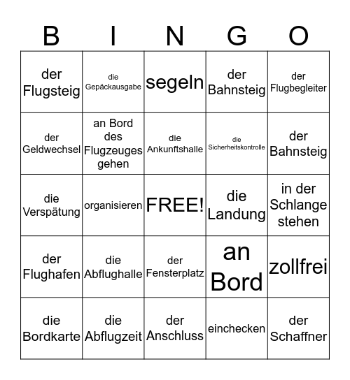 Im Flughafen Bingo Card