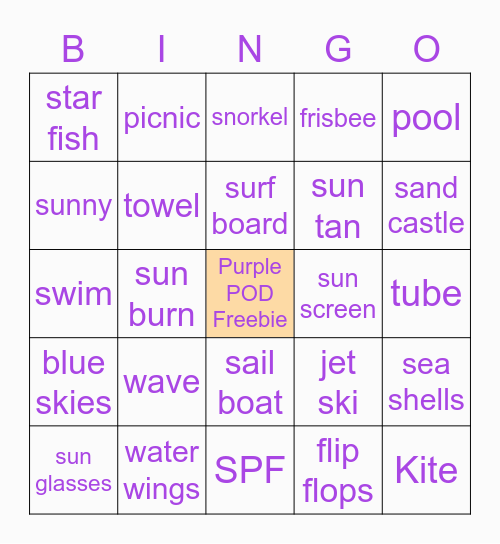 Purple POD Virtual BINGO! Bingo Card