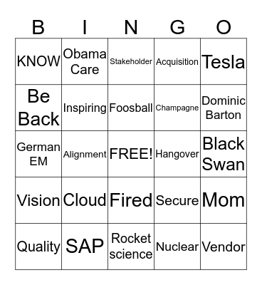 MTP Bingo Card