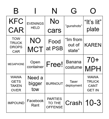 Spring Car Cruise Bingo Card
