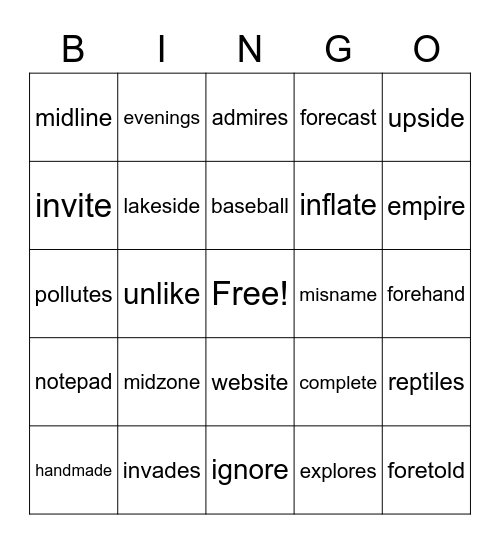 4.2 BINGO Card