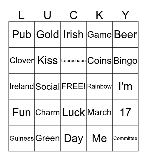 St. Patrick's Day Bingo Card