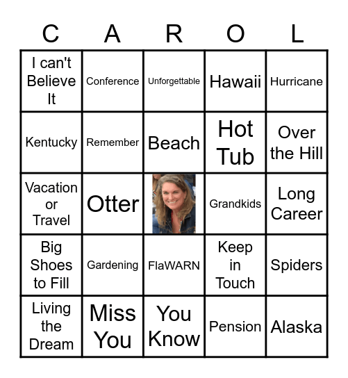 Carol's Retirement Bingo Card