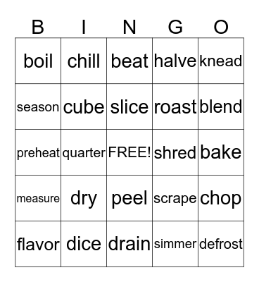 Get Cooking! Bingo Card