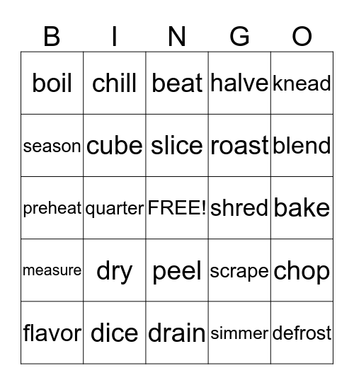 Get Cooking! Bingo Card