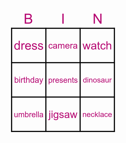 Birthday bingo Card