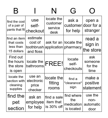 Community Retail Bingo Card