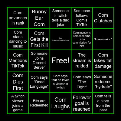 Comhrac's Comrades Bingo! Bingo Card