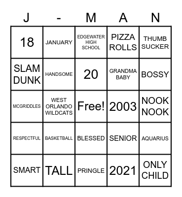 ALL ABOUT J-MAN Bingo Card