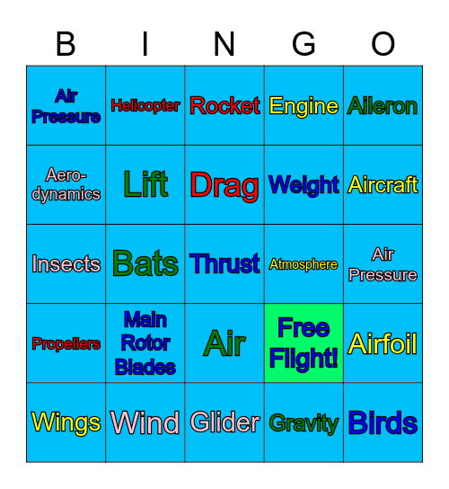 Flight Bingo - Vocabulary Terms Bingo Card