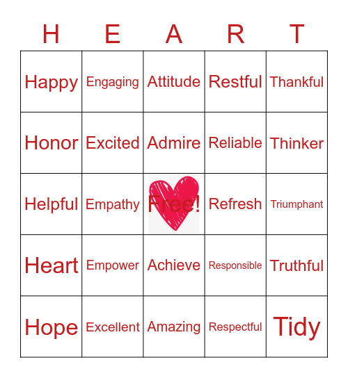 Heart Smart Bingo Card