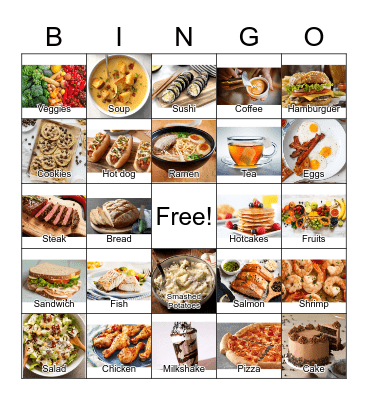 Favorite Food Bingo Card