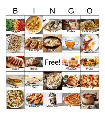 Favorite Foods Bingo Card