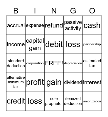 Accountant Bingo Card