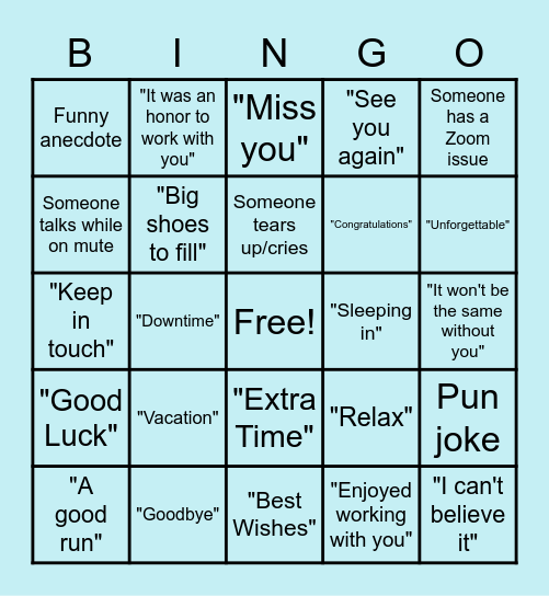 Farewell Renee! Bingo Card