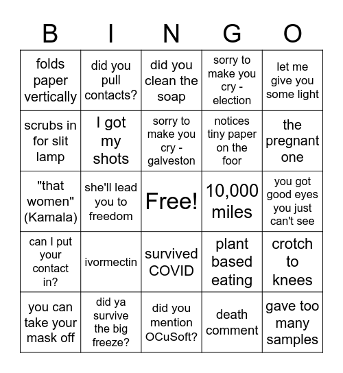 He Who Shall Not Be Named Bingo Card