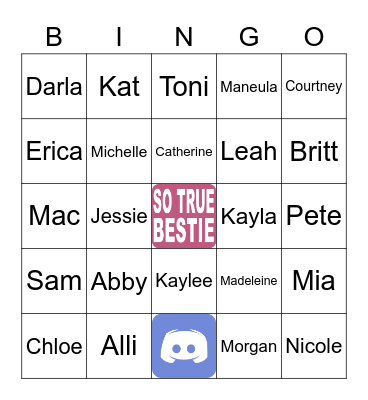 Cuties Bingo Card