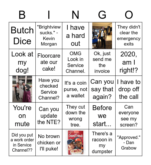 Facilities Bingo Card