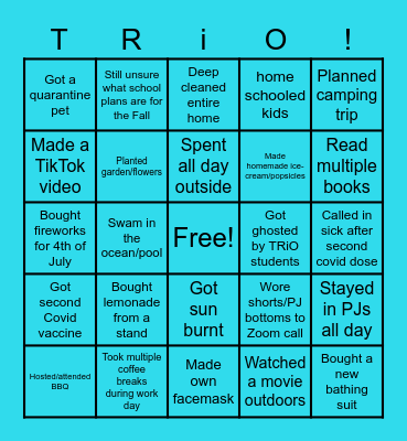 Summer TRiO Admin Bingo Card
