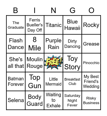 Movie Singo Bingo Card