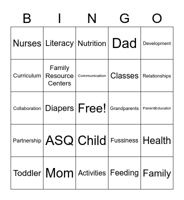 Home Visiting Bingo Card