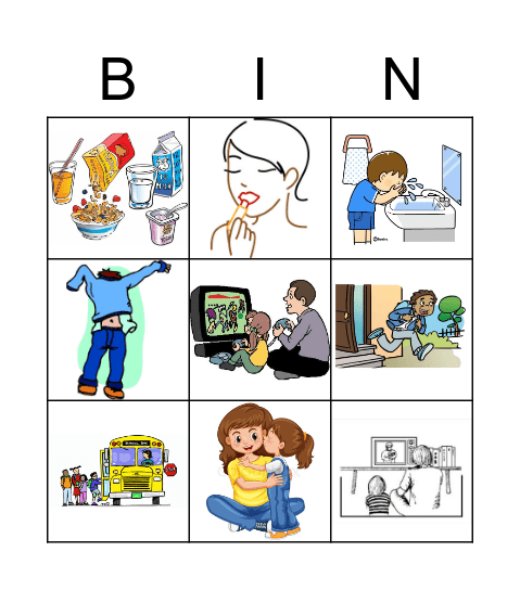 Routine Activities Bingo Card