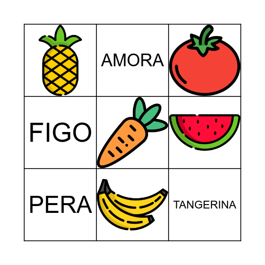 BINGO DOS ALIMENTOS Bingo Card