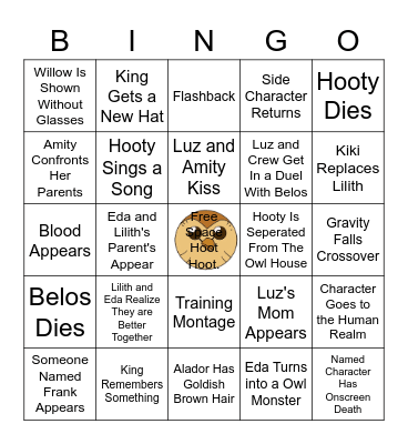 Owl House season 2 bingo Card