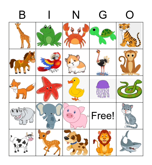 Animals Bingo Card