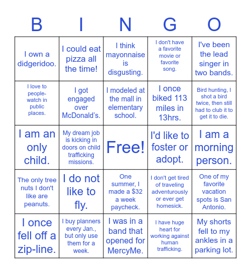 I KNOW YOU BINGO Card
