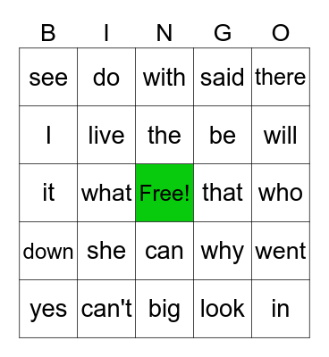 1G Power Words - group B Bingo Card