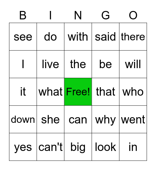 1G Power Words - group B Bingo Card
