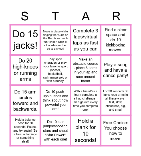 GOTR Practice K Your Way Bingo Card