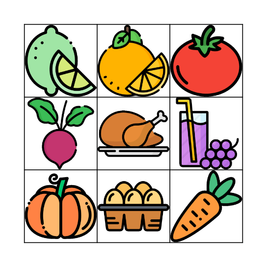 BINGO DOS ALIMENTOS Bingo Card