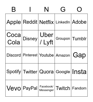 Corporations Changing to a Rainbow Logo And Instantly Changing Back on July 1st Bingo Card