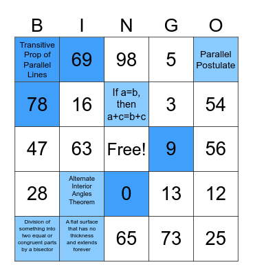 Geometry Bingo Card