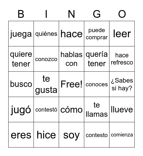 Lotería SPA 1 Bingo Card