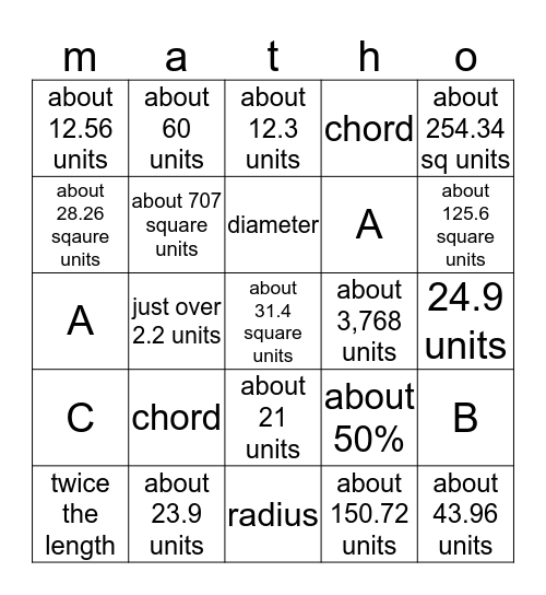 Circle Review Bingo Card