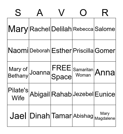 WOMEN OF THE BIBLE Bingo Card