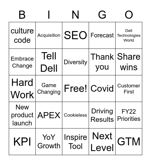 AHOD Bingo Card