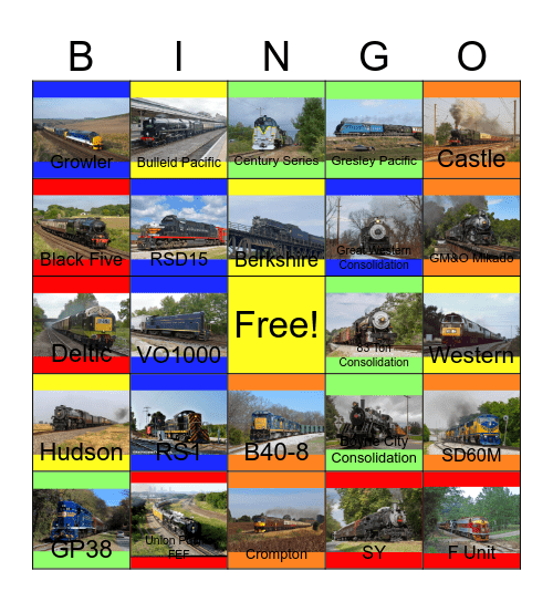 Railways in Texas, Tennessee, New York, New Jersey and England Bingo Card