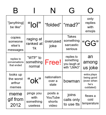 littleman915 discord Bingo Card
