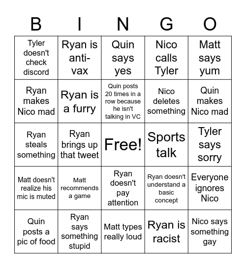 The Boys Bingo Card