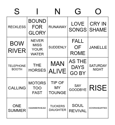648 AUSSIE BAND EX LEAD SINGERS Bingo Card