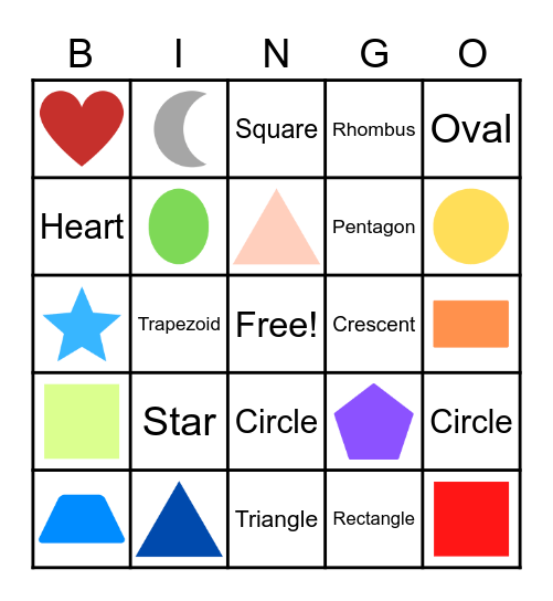 2D Shapes Bingo Card