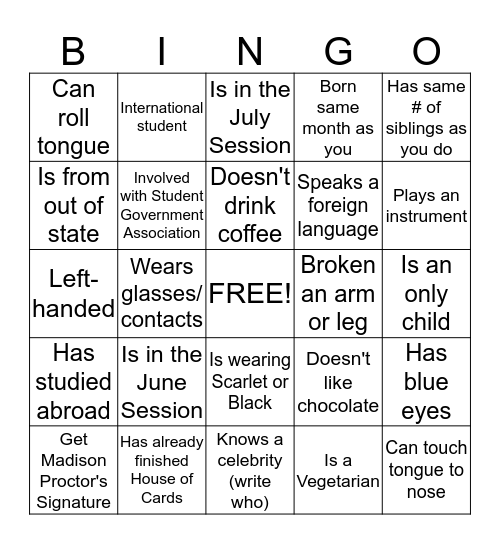 CREW Bingo Card