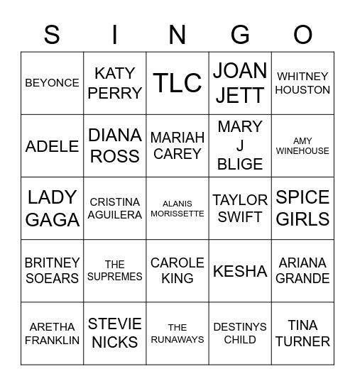 649 ANTHEMS FOR WOMEN BY WOMEN Bingo Card