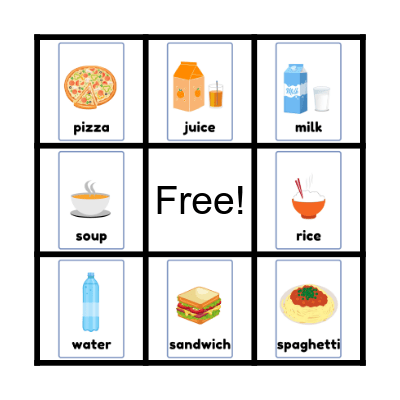 Food and Drink BINGO Card