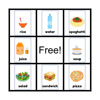 FOOD AND DRINKS BINGO Card